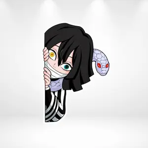 Iguro Obanai Peek Sticker Vinyl, Demon Slayer Anime Decal, Snake Hashira Waterproof Laptop Car Sticker, Otaku Gift