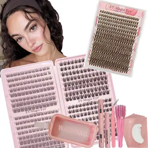 2 Box Pack 704/720/736 Cluster False Eyelashes Set, Natural Look, Brown color 40D, 8-16mm Mixed Length, DIY Single Cluster Lashes, Premade Fan Eyelash, Natural Look & Wispy & Ultra Soft & Super Light For Daily Life & Party & Music Festival
