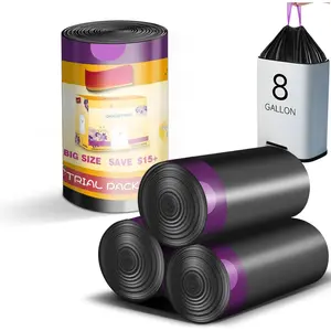 8 Gallon Drawstring Trash Bags,20 Count Black