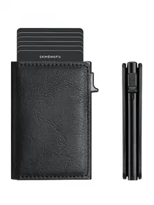RFID Anti-theft men's wallet with pop-out mechanism, aluminum alloy card holder, leather card sleeve, Business Fashion Wallet, a great gift for boyfriend on Black Friday.