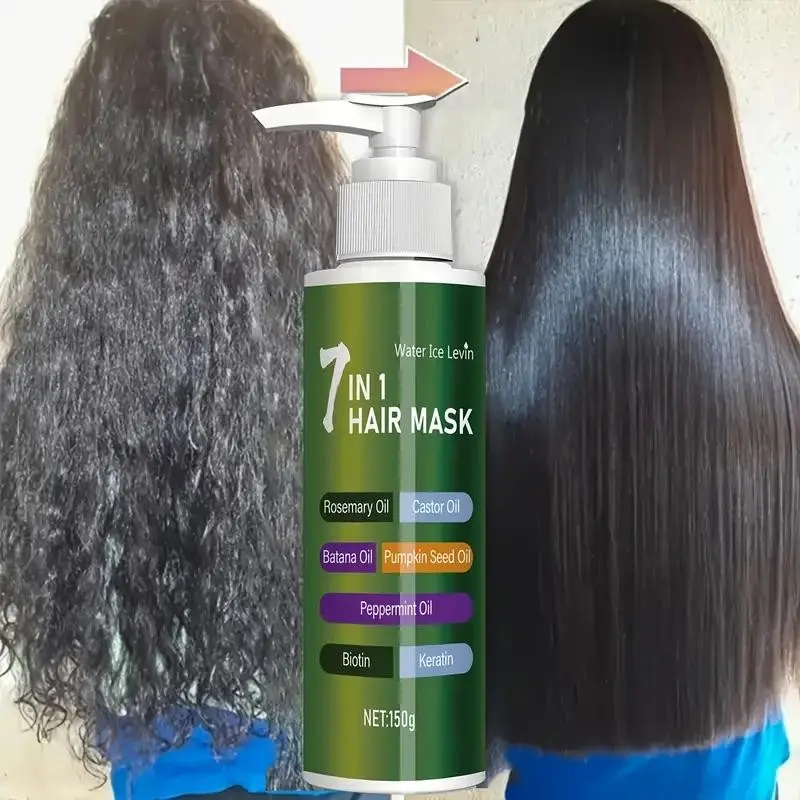 7-in-1 Hair Mask—rich in rosemary oil, pumpkin seed oil, peppermint oil, keratin, and more, improves dry, frizzy, broken, and tangled hair, and softens chemically treated or damaged hair, Hydrating Moisturizing Hair, Hydrate Reduce Frizz