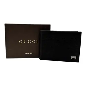 Pre-owned GUCCI LEATHER Small Leather Goods G Bold Wallet for Men Brown Men's Wallet