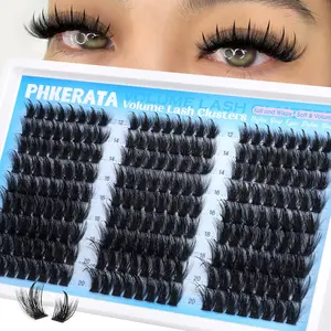 PHKERATA Manga Spikes Lash Clusters Wispy Cluster Eyelash Extensions 12-20mm Fairy Eyelash Clusters Volume Individual Lashes Extensions Salon Look Soft Thick Lashes Clusters Spikes