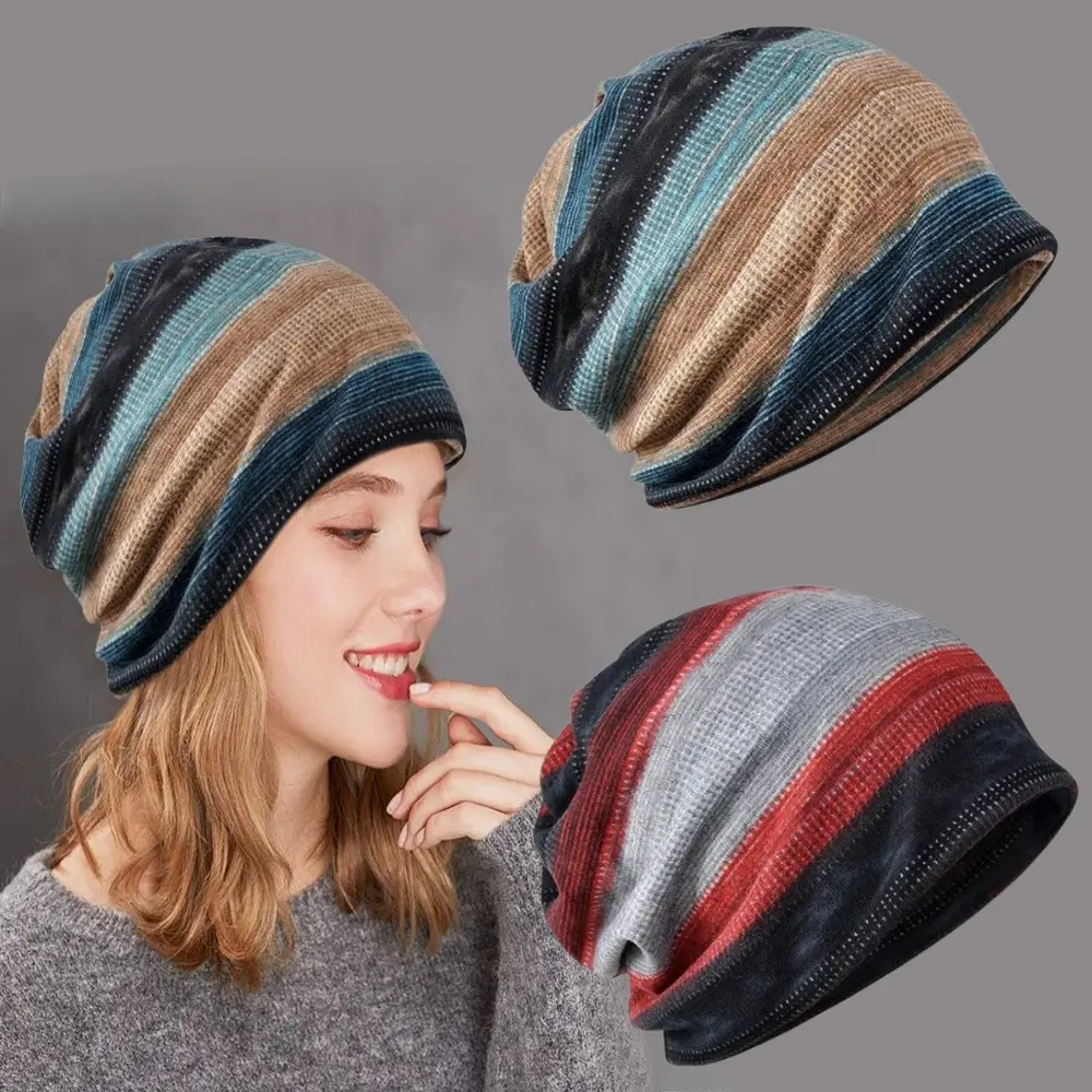 2pcs Cozy Cotton Beanie and Bandana Set for Women Chemo Cap with Drawstring Closure Lightweight Fits Well