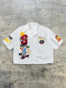 Men's Loose Fit  Shortsleeve Graffiti Print Shirt, Trendy Street Style for Summer, Casual and Outdoor Fashion, Casual Graphic Shirt