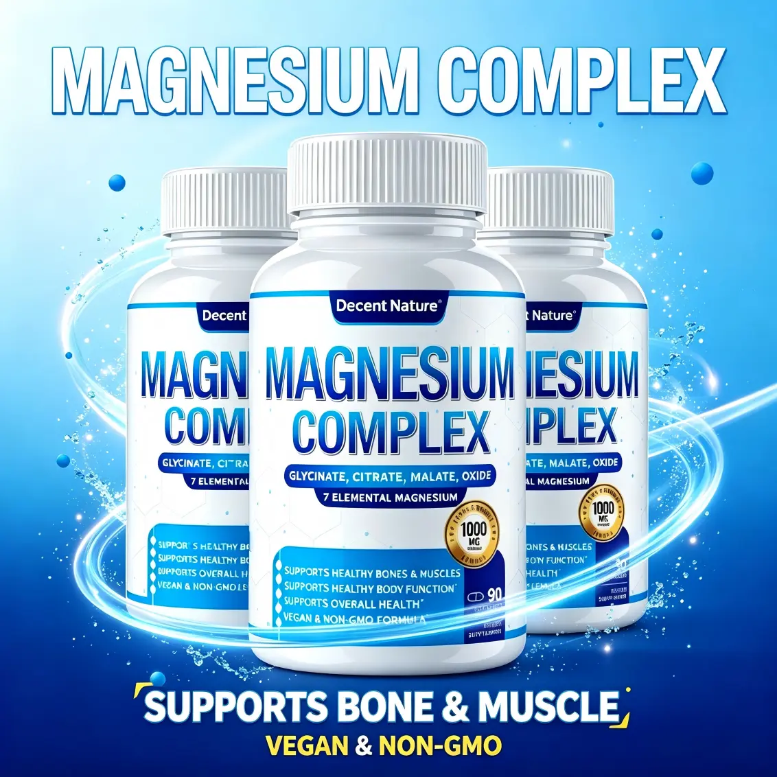Magnesium Complex 1000mg Made with 7 Elemental Magnesium 90 Capsules
