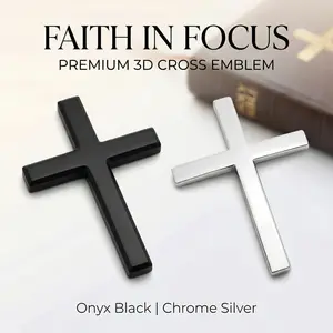Gusto Lab Premium 3D Cross Emblem | Minimalist Metal-Finish Faith Decor | Christian Gift