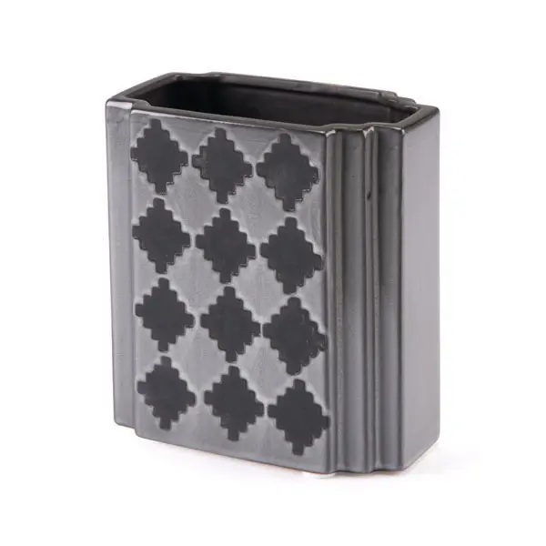 Home Roots Decor 295366 8.3 x 7.5 x 4.3 in. Ceramic Rectangular Vase Small - Gray & Black