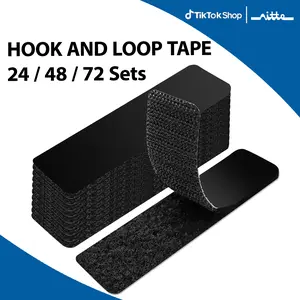 24/48/72 Sets Hook and Loop Tape Self Adhesive Reusable Fastener for Wall Decor and Organization