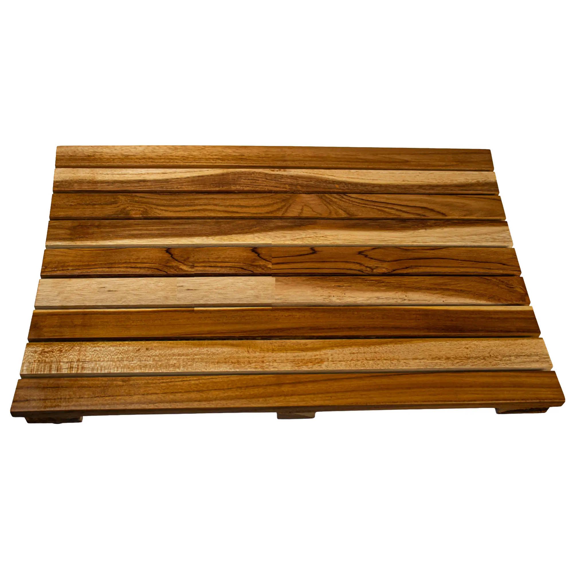 EcoDecors Teak Shower Mat – Waterproof Wooden Bath Mat for Shower, Bathroom & Tub Areas, Non-Slip Teak Floor Mat, Quick Draining Spa-Inspired Design, 20" x 13"