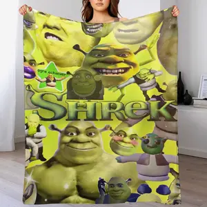 Anime Shrek Flannel Blanket for Adults - Ultra Soft, Lightweight & Machine Washable | Cozy All-Season Couch Throw, Bedroom Decor, Gift for Anime Fans