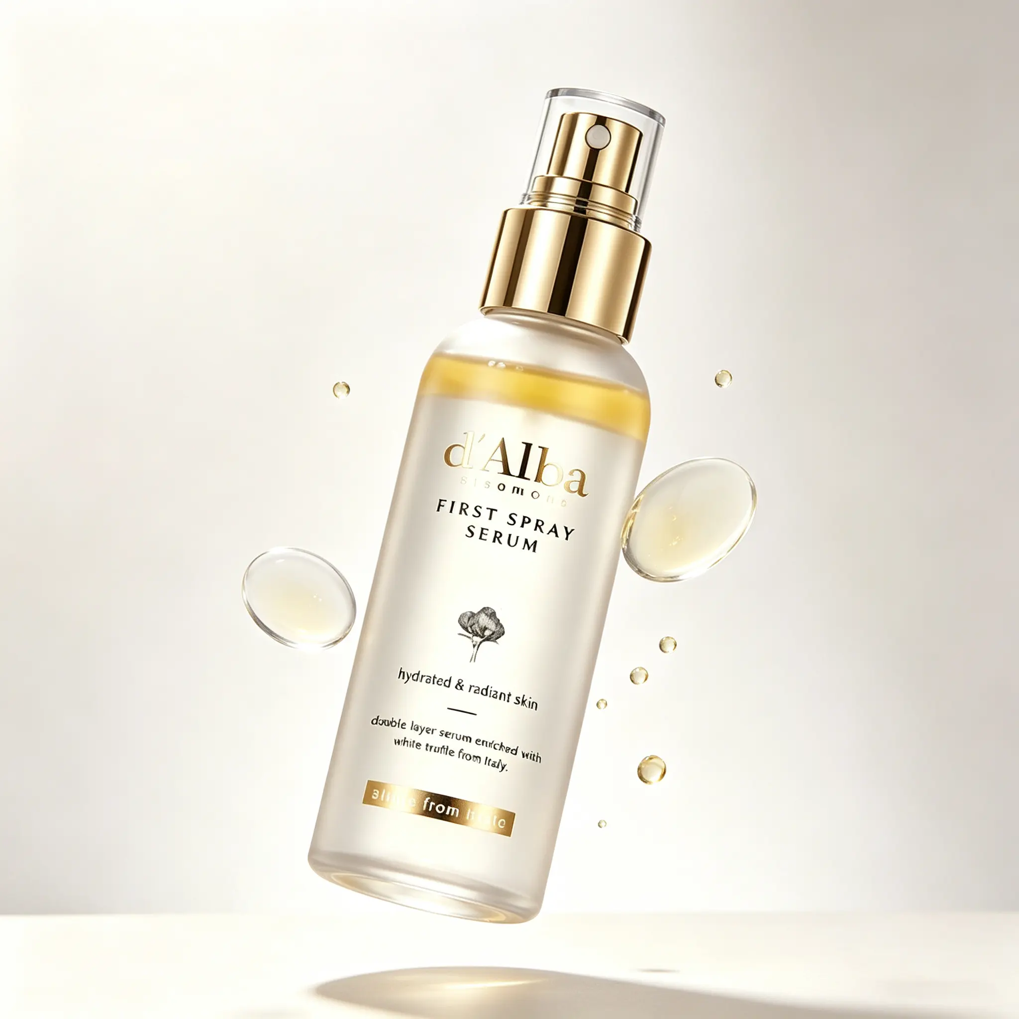 d'Alba White Truffle First Spray Serum, Vegan Korean Mist Serum for Radiant Facial Glow, Lightweight Multi-Use Hydrating Face Mist for Daily Skin Refreshing Care