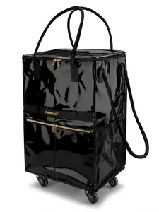 Large Reusable Shopping Bag with Wheels, Grocery Bag Carrier, Foldable Grocery Cart, Zipper Closure, Lightweight Design, Holds Up to 66 Lbs