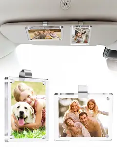 2Pcs Large Magnetic Car Visor Photo Holder - Strong Clip-On Frames for 2.4"x3.5" Photos - Durable Acrylic Visor Clip Photo Frame for Family & Pets - Secure Photo Car Visor Clip Accessories, Gift For Christmas， picture  frame