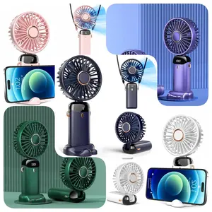 Clearance! Portable Foldable Makeup Fan 5000mAh Large Battery, Long Lasting, 5 Speeds & Digital Display, 3in1 Handheld Neck Desk USB Rechargeable Fan, Ultra Quiet, With Lanyard for Outdoor Travel Concert
