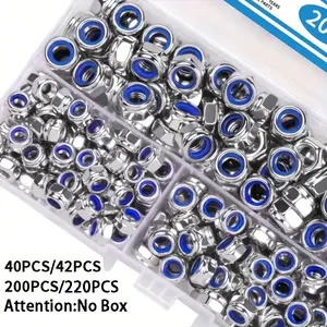 M3-M10 Anti-Loose Hex Nuts 42Pcs Anti-Slip Locking Fasteners for Industrial, Construction, Electronic & Automotive Fields.This premium 40-piece anti-loose hex nut set is a versatile and reliable hardware fastener solution.