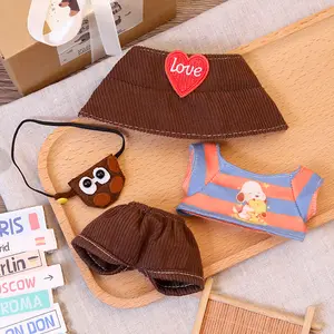 THE MONSTERS - Labubu doll clothes, first and second generation labubu clothes set, overalls, interchangeable clothes, Doll decorations，Brown checked suit  , essential for Labubu photos
