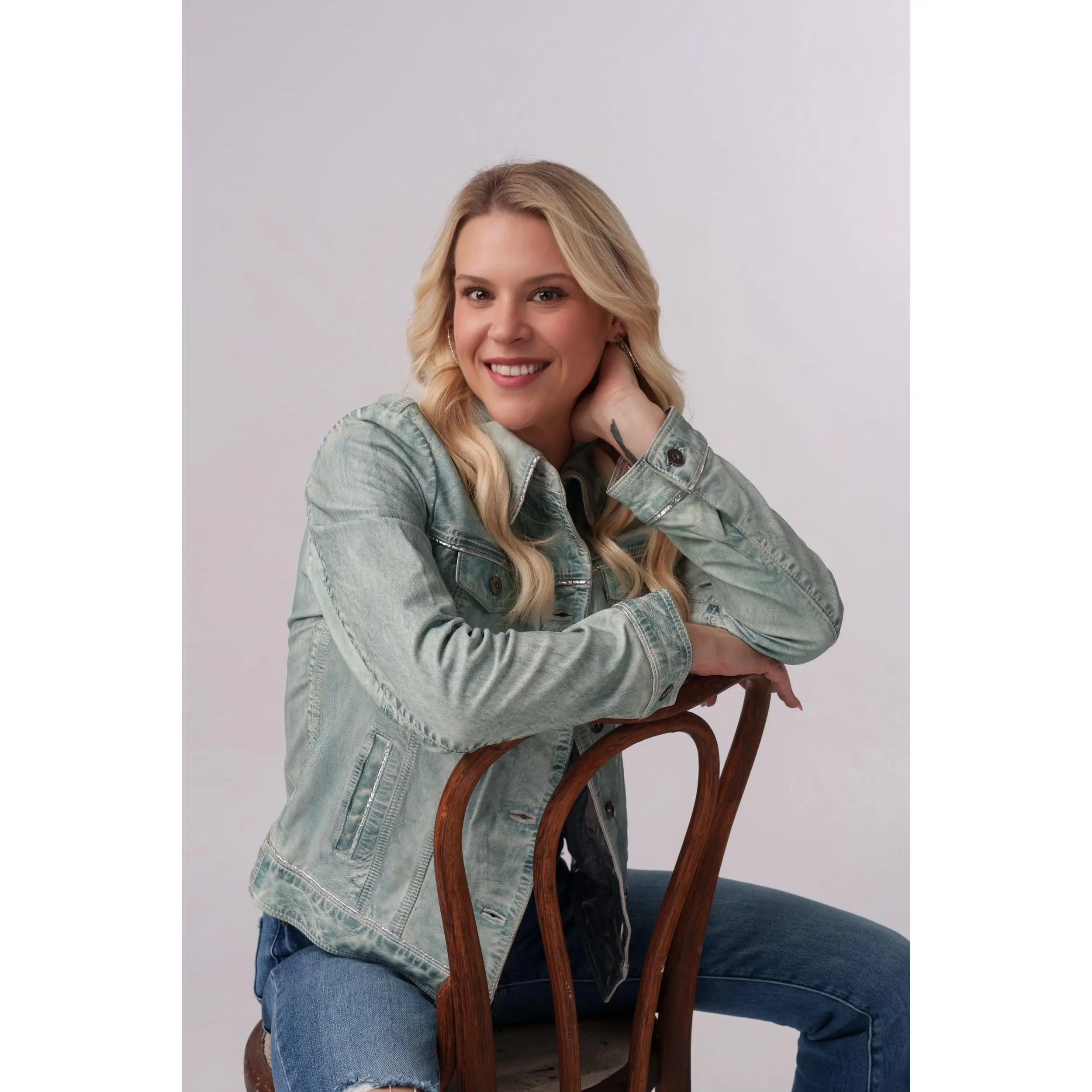 Scully Blue Ice Metallic Leather Jacket