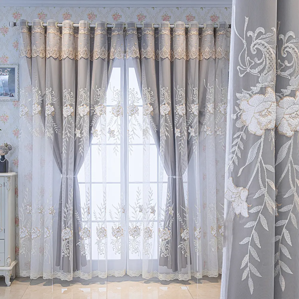 Modern Embroidered Curtains, Window Curtain, Double Layer Insulated Sunshade, Thermal Insulated Curtain, Heavy Fabric for Living Room Bedroom, Home Decor Essential