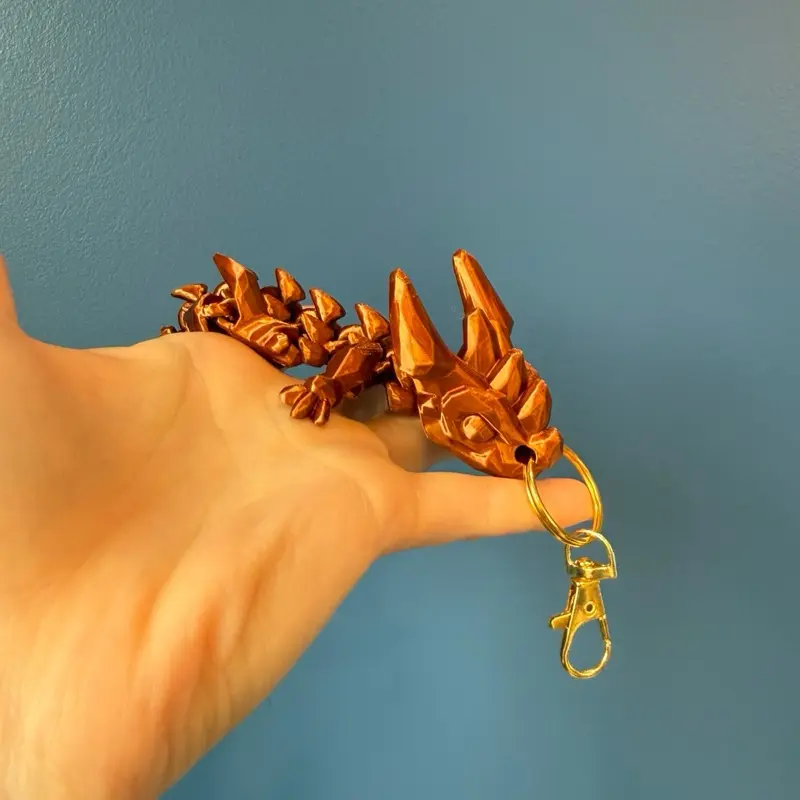 3D Printed Articulated Dragon Keychain – Flexible Fantasy Creature Bag Charm & Fidget Toy