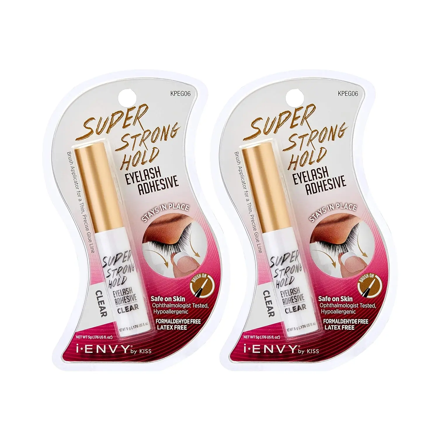 Kiss KPEG06 Kiss I Envy Eyelash Adhesive Super Strong Hold Clear 0.176 Ounce ( Pack of 2)