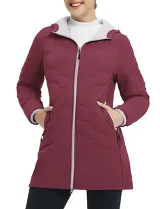 baleaf Women's Long Puffer Quilted Outerwear Water Resistant Winter Warm Coat Lightweight Puffy Jackets with Hood Outdoor Lounge Home