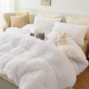 Solid Color Plush Duvet Cover Set, 1 Set Including 1 Count Duvet Cover & 2 Counts Pillowcase without Filler, Soft Comfortable Bedding Set, Breathable Duvet Set for Home Bedroom