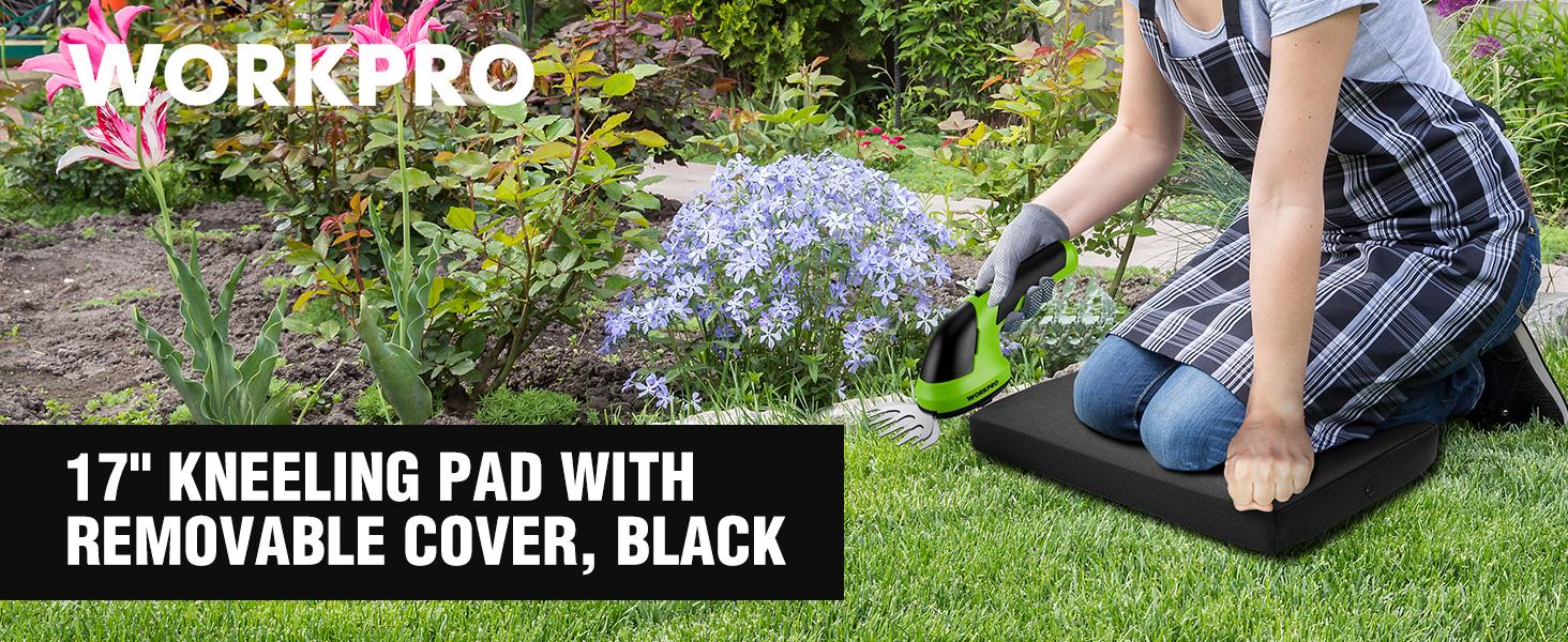 WORKPRO 17" Kneeling Pad with Removable Cover, Soft Pad Cushioning for Knee, Large Foam Kneeler Pad for Gardening, Daily Chores, Workout Supplies, Black