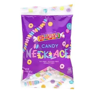 Smarties Candy Necklace Individually Wrapped Gluten Free Vegan Fruit Flavored Hard Candy Bulk on Stretch String Perfect Party Favors Birthdays & Halloween Celebrations 4 Necklaces Per Bag 2.9 Ounce