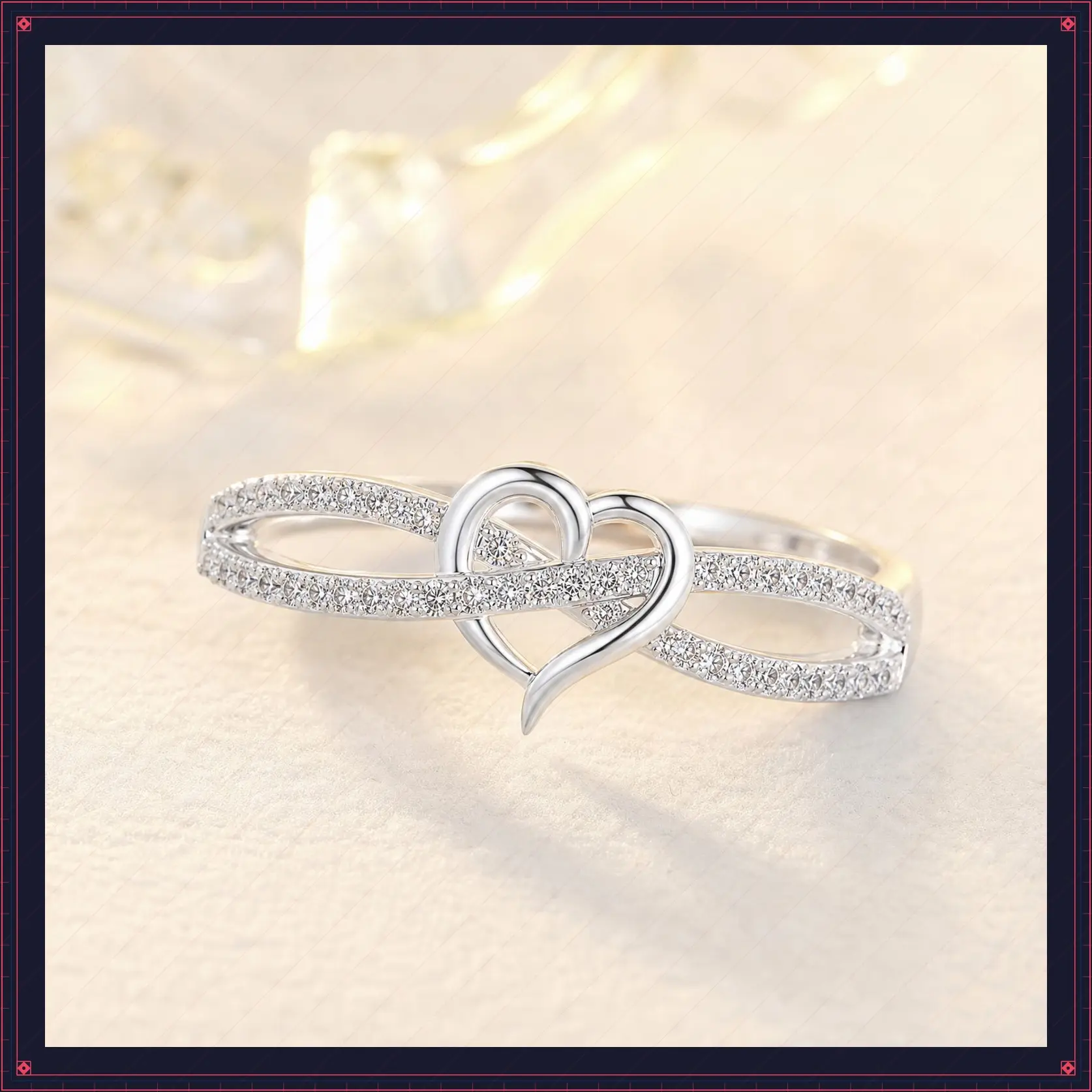 Infinity Heart Promise Ring: Women's Silver Tone Brass Ring Eternity Knot Heart-shaped Rings with Cubic Zirconia Engagement Wedding Jewelry for Valentine's Day Anniversary, Female summerwins,summerwins