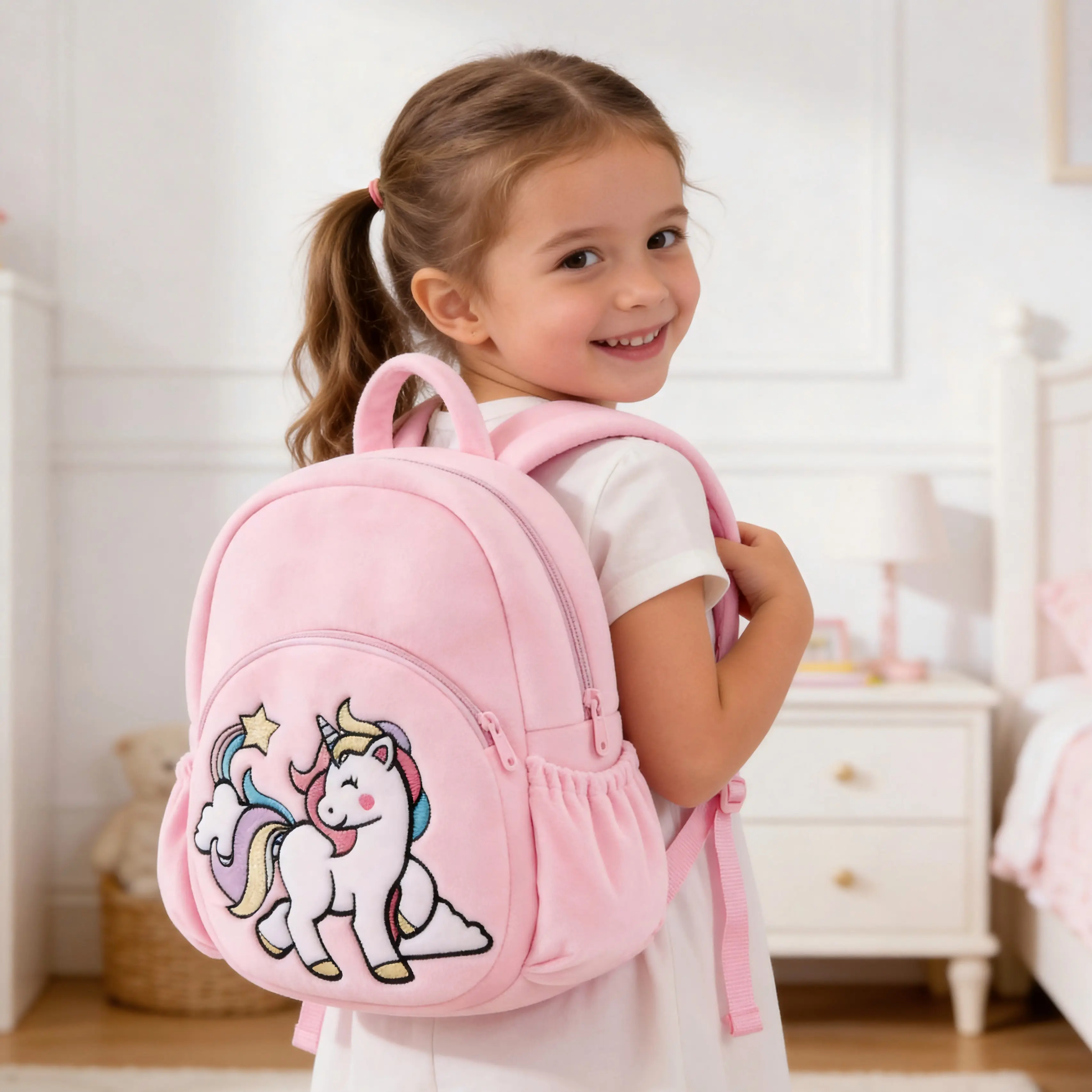 Fluffy School Backpacks for Kids, Cute Plush Cat Toddler Bag with Adjustable Straps, Machine Washable for Preschool & Travel, Fluffy Backpack, Children, Kitty, Polyester, Soft Polyester, Girls/Boys, 7.5 Oz, Cute And Soft, Soft Plush