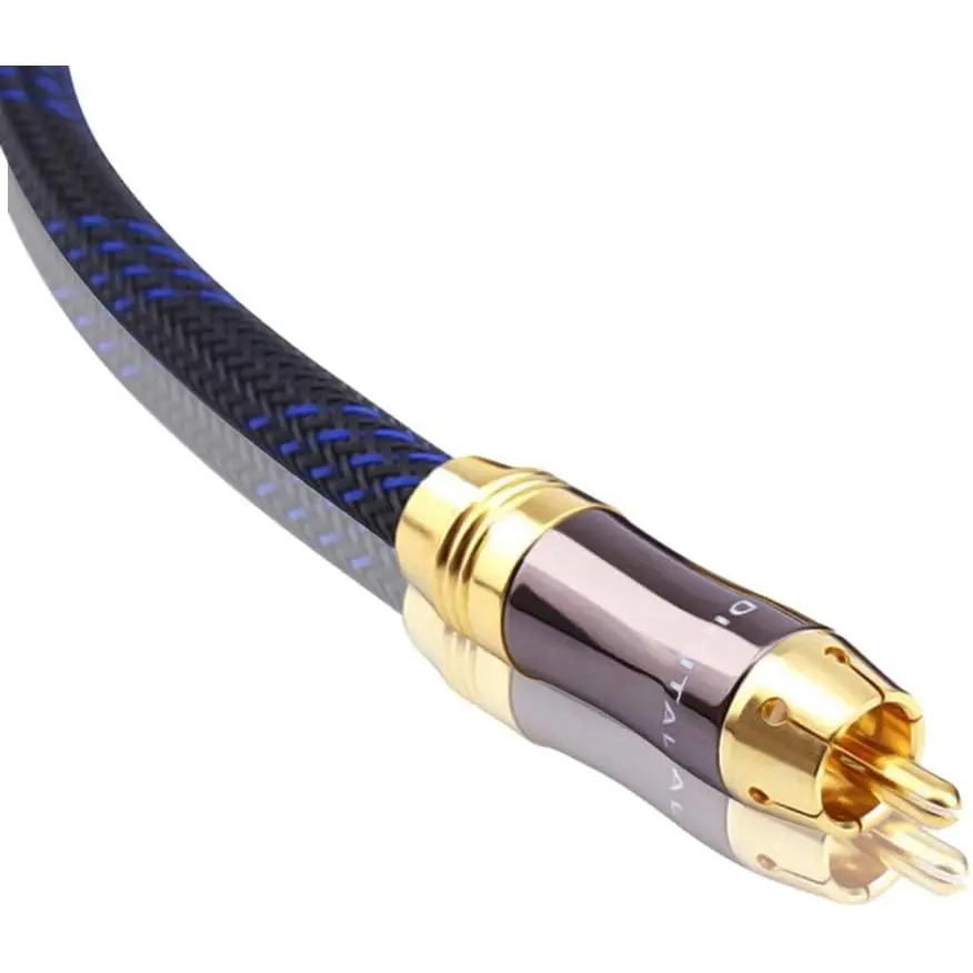 Dual Shielded (OD 8.0mm) RCA Male to RCA Male subwoofer Cable (2 Feet)