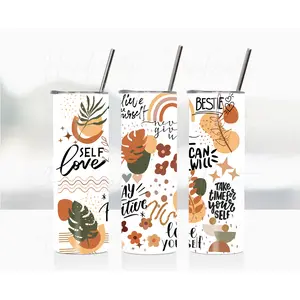 Retro motivational quotes stainless steel insulated tumbler.