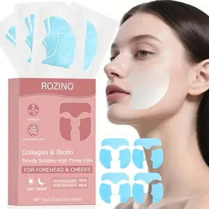 Rozino Collagen & Biotin Soluble High Concentration Essence Mask, Forehead & Cheek Design, Anti-Wrinkle, Firming, Skincare Essential