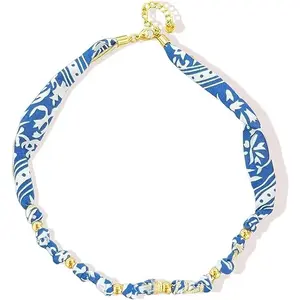 Serelune Jewelry S Scarf Necklace with Charm Bandana Necklace Leopard Blue Pink Dainty Statement Simple Jewelry Gift Accessories Dresses