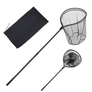 Fishing Net, Landing Net With Telescopic Handle, Portable Lightweight 6063 Aluminum Frame, Nylon Covered PVC Mesh, Durable And Fish-Friendly, 26 Inch Net Opening For Saltwater Bait Fish, Easy Open, Corrosion-Resistant