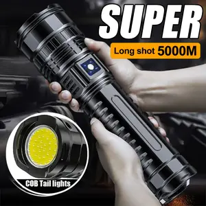 2024 Upgrade Ultimate Rechargeable LED Flashlight - 5 Lighting Modes, Waterproof, Long-Lasting Power - Durable Brightness for Emergencies, Camping, Hunting, Outdoor Adventures - Portable & Rugged Grip Multipurpose Rechargeable