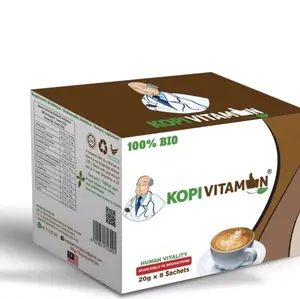 Kopi Vitamin Coffee Tonglat Ali 100% Bio 20g Sachet - Energy Drink with Caffeine for Enjoying Refreshing Flavors - Ready to Drink Coffee