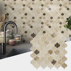 Lantern Shaped Ceramic Tile Sticker, 12pcs/set Waterproof Self Adhesive Wall Decals, DIY Decorative Art for Kitchen Bathroom Bedroom Fireplace