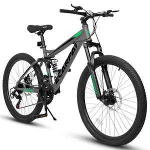 A2760  27.5 Inch Full Suspension Mountain Bike, Front and Rear Dual Shock Absorbers, Mechanical Disc Brakes, 21-Speed, Suitable for Men and Women, Ideal for Travel and Fitness Enthusiasts On-Site
