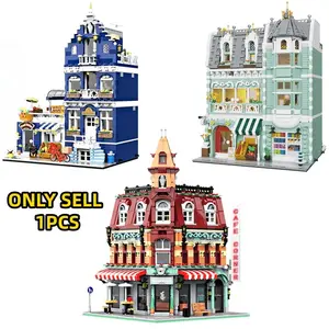 Street View Light House Building Blocks, Creative Coffee Shop Villa Grocery Store Display Blocks, Building Toys for Kids Gift, Stem Building Blocks
