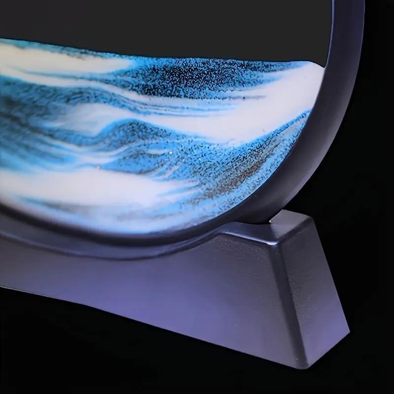 Creative 3D liquid sand art round desktop ornament with high-value flowing visual effect adds style to office desks, study rooms, and home spaces, perfect for creatives and gifting, Home Decor Accessory