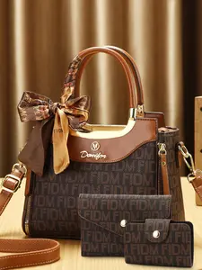 Women's Letter Decorated Shoulder Crossbody Handbag Set, Fashionable Shoulder Bag, Trendy Three-Piece Bag Collection, Perfect Gift Choice, Versatile Design, Pu Leather Crossbody, Stylish Crossbody Bags, Crossbody Purses