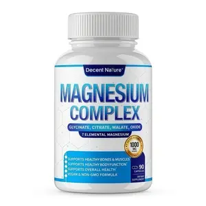 Magnesium Complex 7 Elemental Magnesium Supplement 1000mg 90 Capsules-  Magnesium Glycinate, Citrate, Malate, Taurate,Oxide, Aspartate, Orotate, supplements for men andwomen,daily energy support, Non-GMO