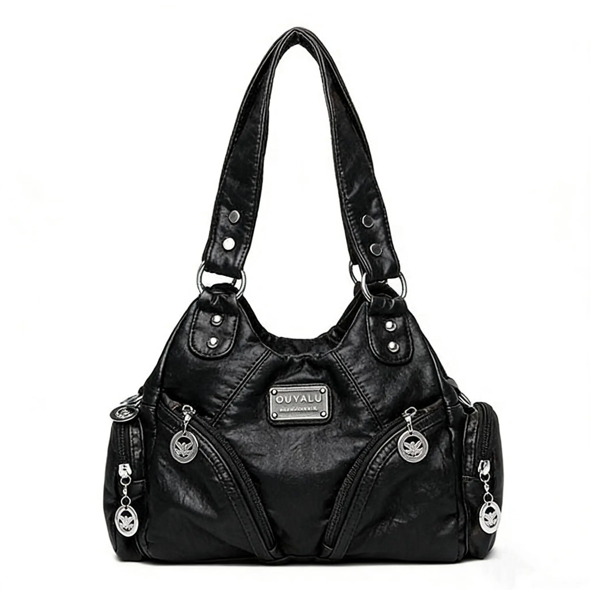Women's Hobo Handbag in Soft Washed PU Leather, Large Top Handle Shoulder Purse, Versatile Crossbody Bag with Multiple Pockets, Handbag Shoulder Purse, Stylish Versatile Bag, Top Handle Hobo, Purse Shoulder Bag