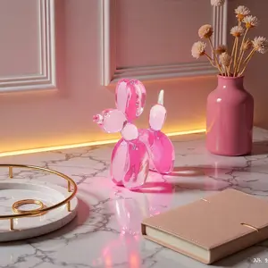 Transparent Balloon Dog Resin Figurine, Creative Home Decor, Girl Room Desk Art Ornament, Photography Prop, High-End Desktop Decoration