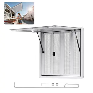 Fathersdaygift VEVOR Concession Window 36x36 in, Aluminum Alloy Service Window for Food Truck, Up to 85 Degrees Stand Serving Window with 4 Sliding Windows, Awning Door, and Drag Hook, for Concession Trailersdealsforyoudays