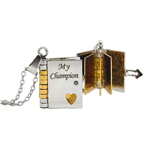 A Letter for My Son Book Necklace – “My Champion” Pendant with Multiple Pages Saying I Believe in You and With All My Love, Emotional Encouragement Gift From Parents