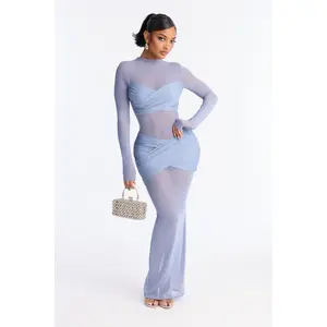 Gracie Form Double Lined Maxi Dress - Dusty Blue
