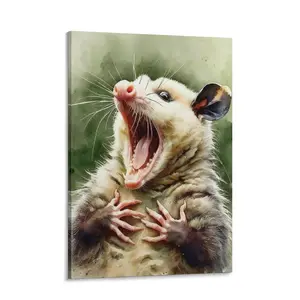 Opossum Funny Poster Canvas Wall Art, Animals Decor, Quirky Wall Decor, Opossum Humor Artwork for Animal Lovers, Funny Gift Idea for Home or Office canvas print poster wall  decor bedroom art print